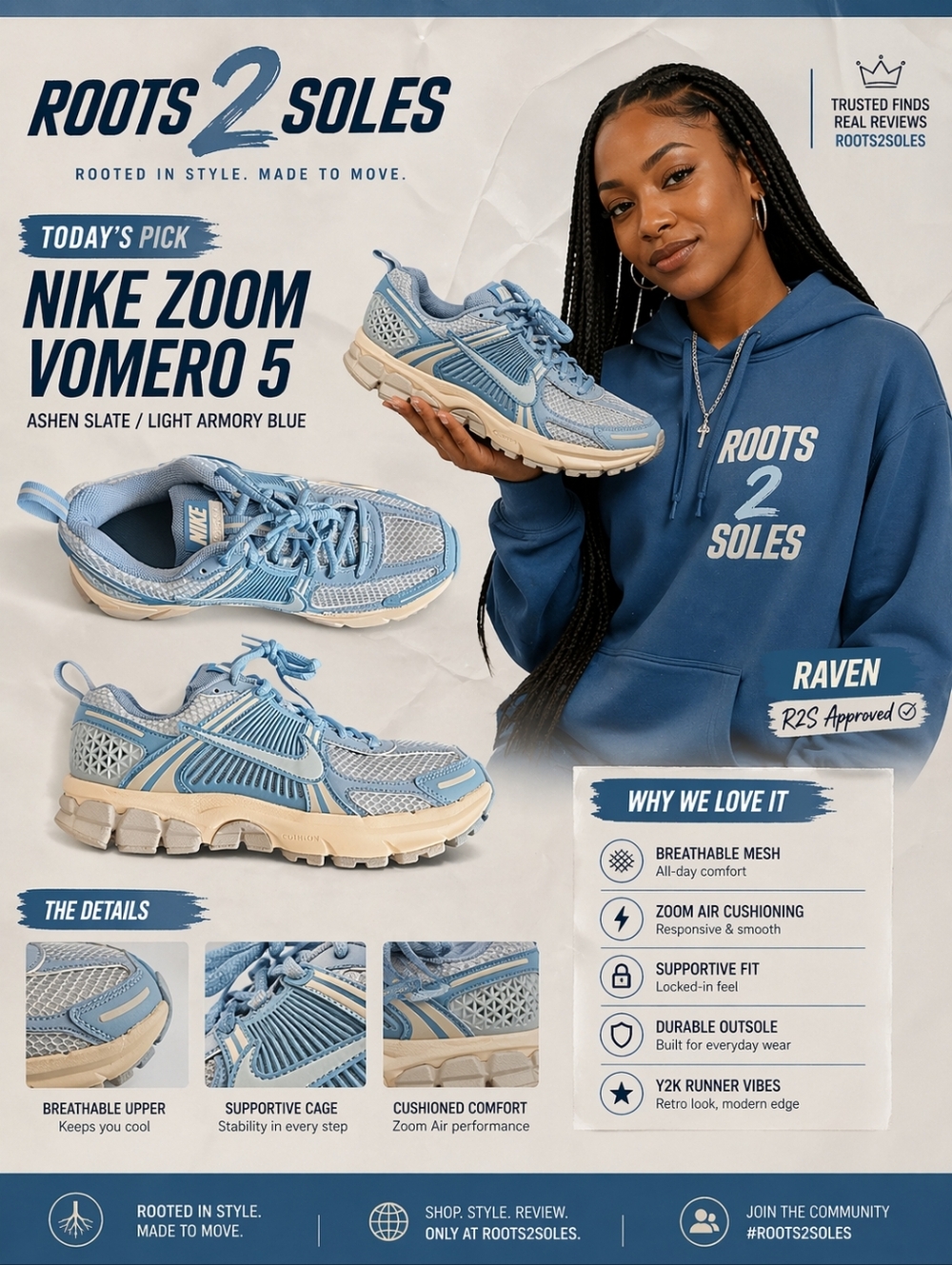 Nike Air Zoom Vomero 5 Sz 5y / 6.5 Wmns Beyond Blue UNC Running Shoes HF6998-400
